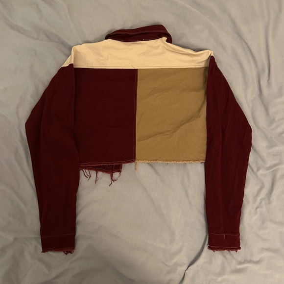 Color Block Cropped Shacket - Picture 3 of 3